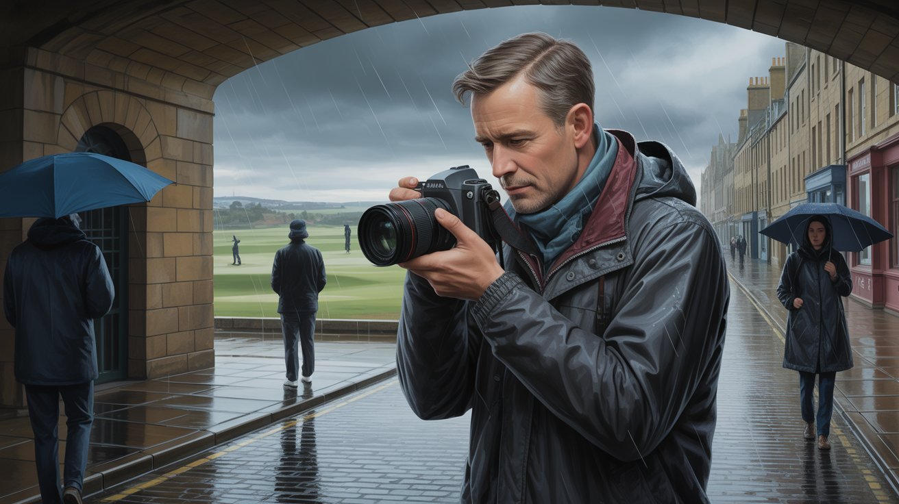 illustrierter Privatdetektiv mit Kamera in St Andrews (Schottland, Vereinigtes Königreich); Privatdetektei St Andrews (Schottland, Vereinigtes Königreich), Detektivagentur St Andrews (Schottland, Vereinigtes Königreich), Wirtschaftsdetektei St Andrews (Schottland, Vereinigtes Königreich), Detektiv-Team St Andrews (Schottland, Vereinigtes Königreich)